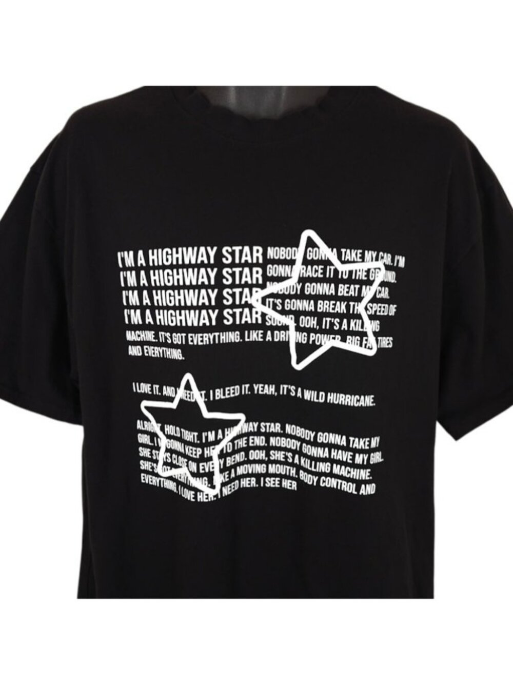 Deep Purple T Shirt Mens Size XL Black Highway Star Lyrics Machine Head